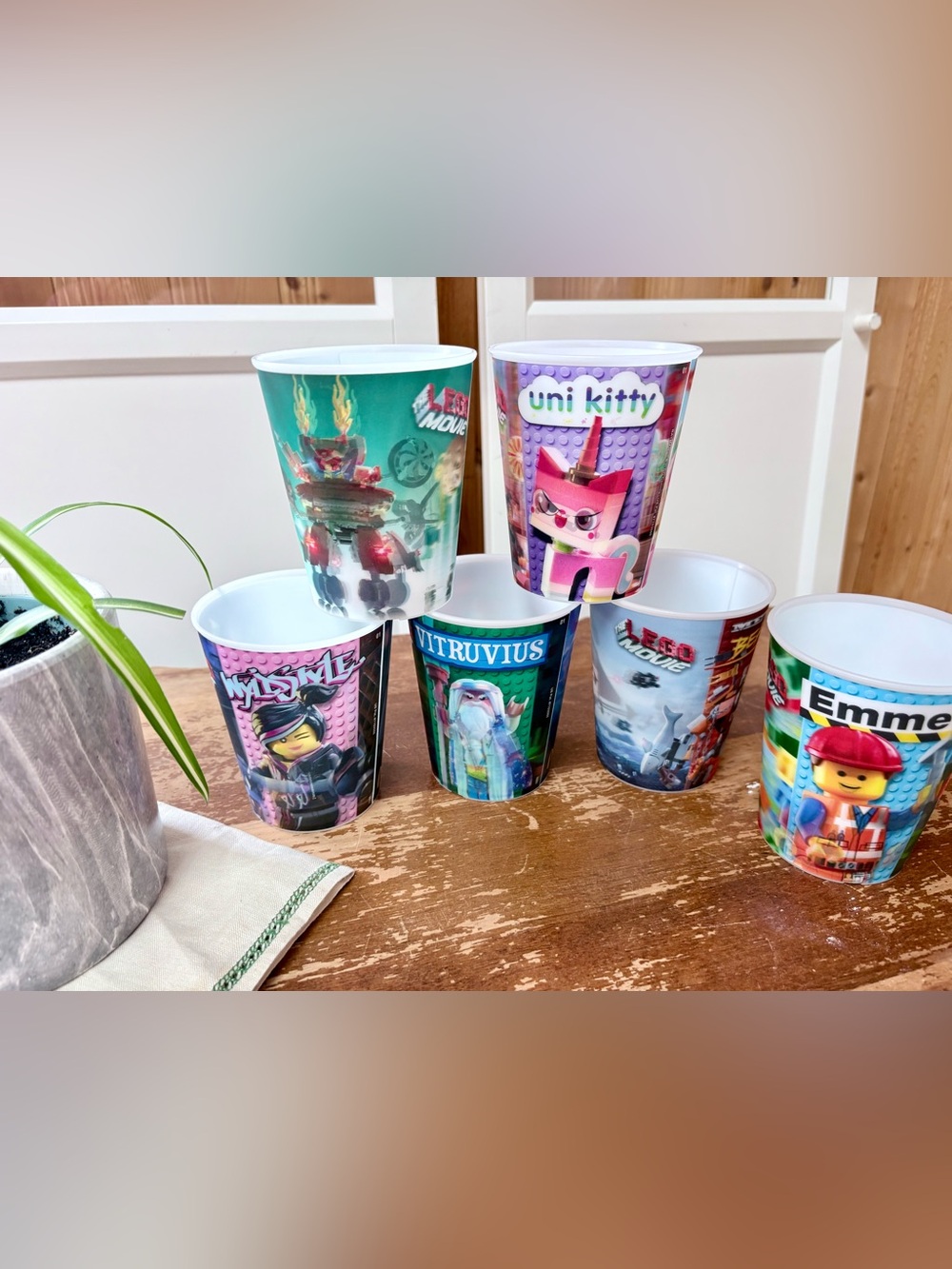 Vintage Lego Movie Character Plastic Holographic Cups